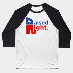 Raised Right Trump 2020 Elephant Baseball T-Shirt